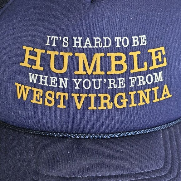 Vintage West Virginia Rope Hat Navy Blue Snapback Mesh Trucker Cap - Picture 2 of 10